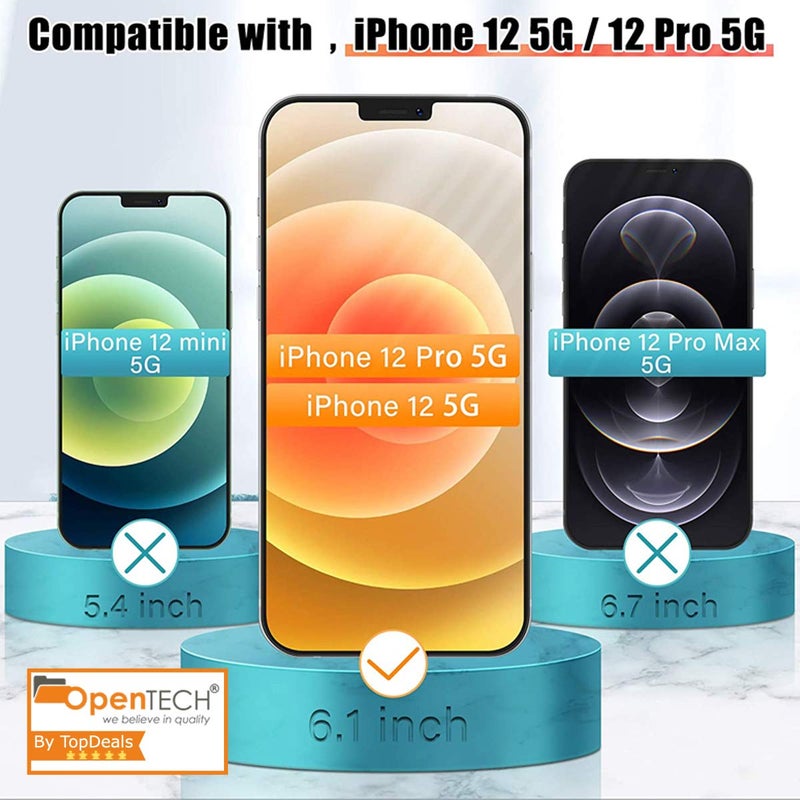 OpenTech ® Military-Grade Gorilla Tempered Glass Screen Protector for iPhone 12/12 Pro with Edge to Edge Coverage - Case Friendly, Anti-scratch, 9H Hardness and Bubble free installation kit - Image 2