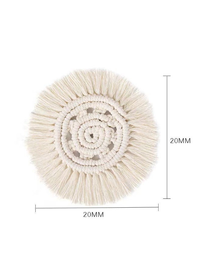 Bohemian Hand-Woven Fringe Placemat Natural Cotton Heat-Resistant Coaster - Image 2