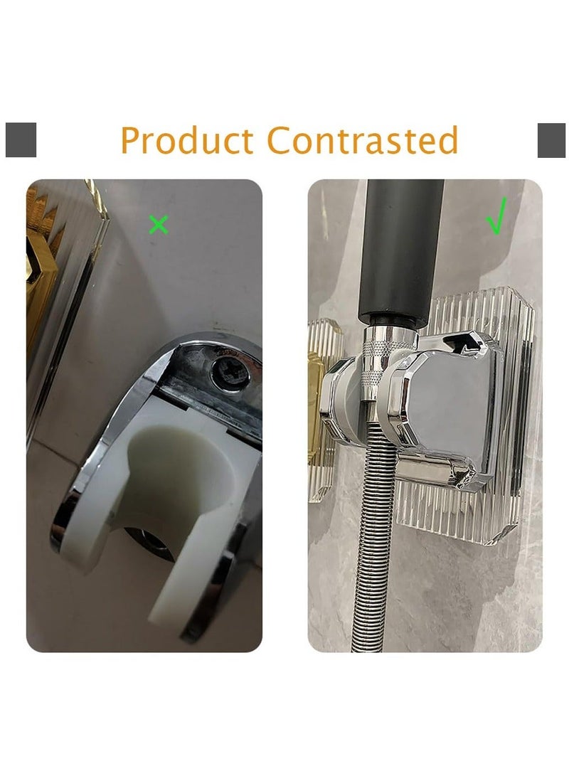 Shower Head Holder, 2 Pcs Adjustable Shower Head Holder, Handheld Shower Head Holder Wall Mount, Acrylic Shower Bracket, Fashionable and Practical Bathroom Accessories, Silvery - Image 5