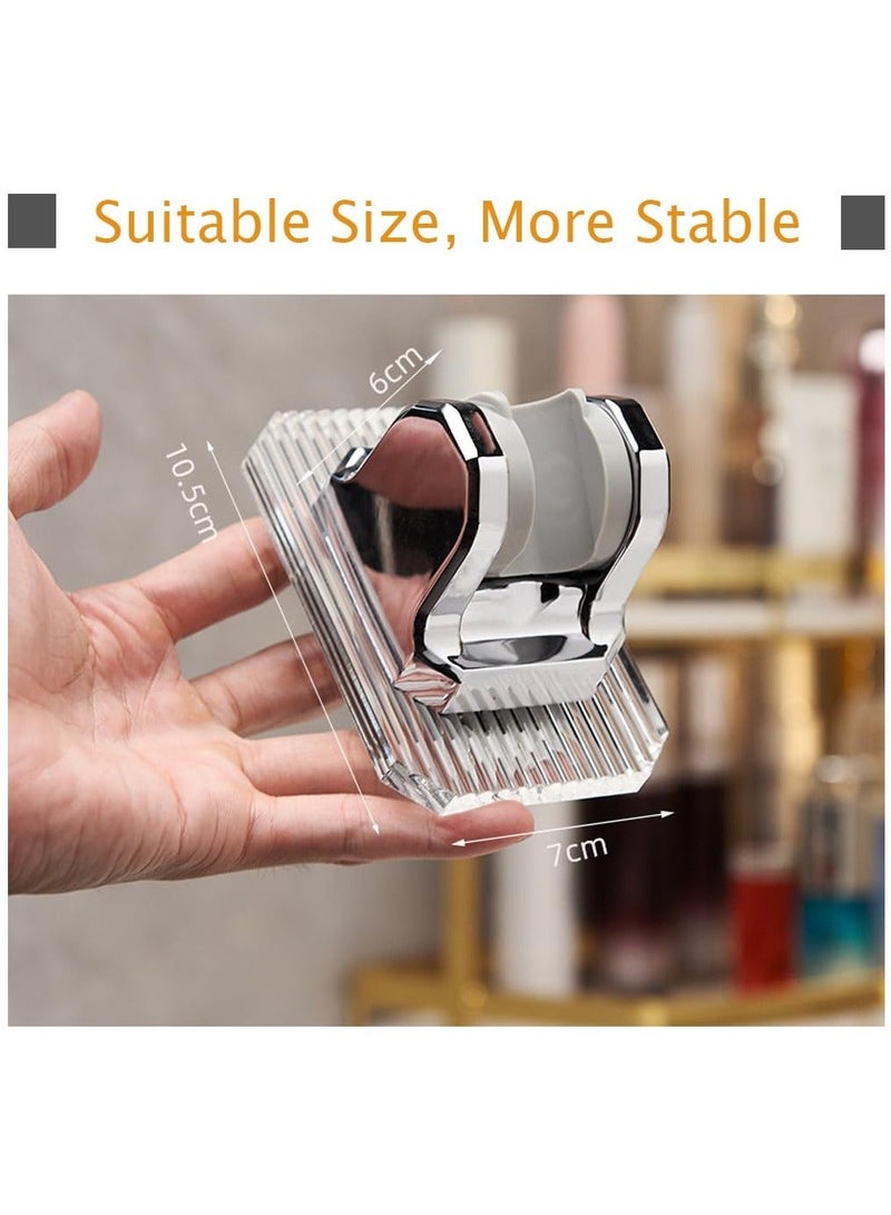 Shower Head Holder, 2 Pcs Adjustable Shower Head Holder, Handheld Shower Head Holder Wall Mount, Acrylic Shower Bracket, Fashionable and Practical Bathroom Accessories, Silvery - Image 2