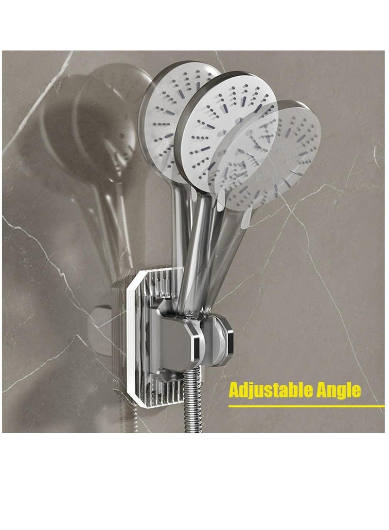 Shower Head Holder, 2 Pcs Adjustable Shower Head Holder, Handheld Shower Head Holder Wall Mount, Acrylic Shower Bracket, Fashionable and Practical Bathroom Accessories, Silvery - Image 4