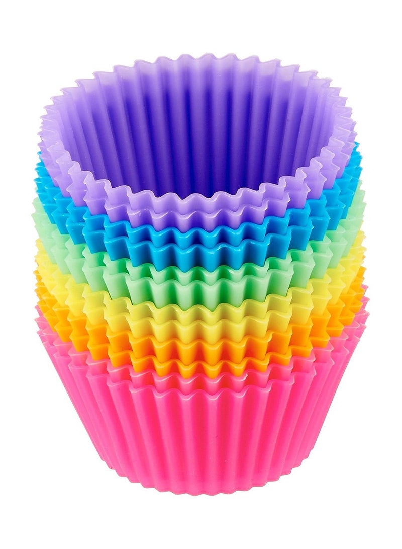 مملكة الإكسسوارات أكواب سيليكون دائرية قابلة لإعادة الاستخدام من أكسسورايز كينجدوم للمافن/الكب كيك/الجيلي/الكيك - ألوان عشوائية - مجموعة من 12 قطعة صنع في الهند - Image 1