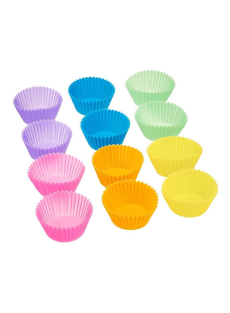 مملكة الإكسسوارات أكواب سيليكون دائرية قابلة لإعادة الاستخدام من أكسسورايز كينجدوم للمافن/الكب كيك/الجيلي/الكيك - ألوان عشوائية - مجموعة من 12 قطعة صنع في الهند - Image 5