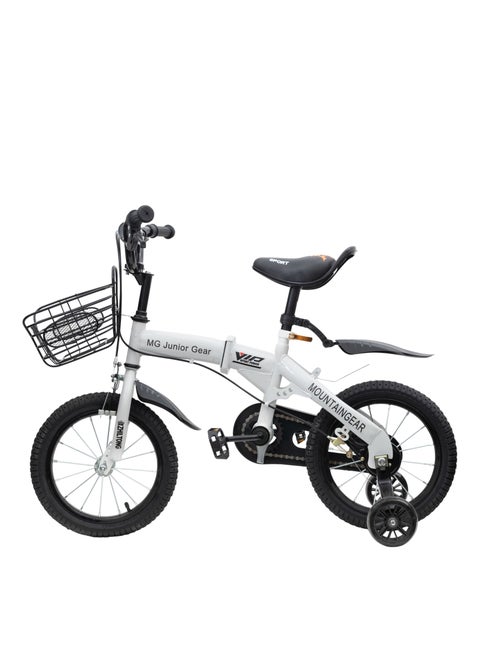 Children's Foldable Bike for 2-7 Years Old, 12" 14" 16" Kids Bike with Basket, Kid's Bicycle with Training wheel-White