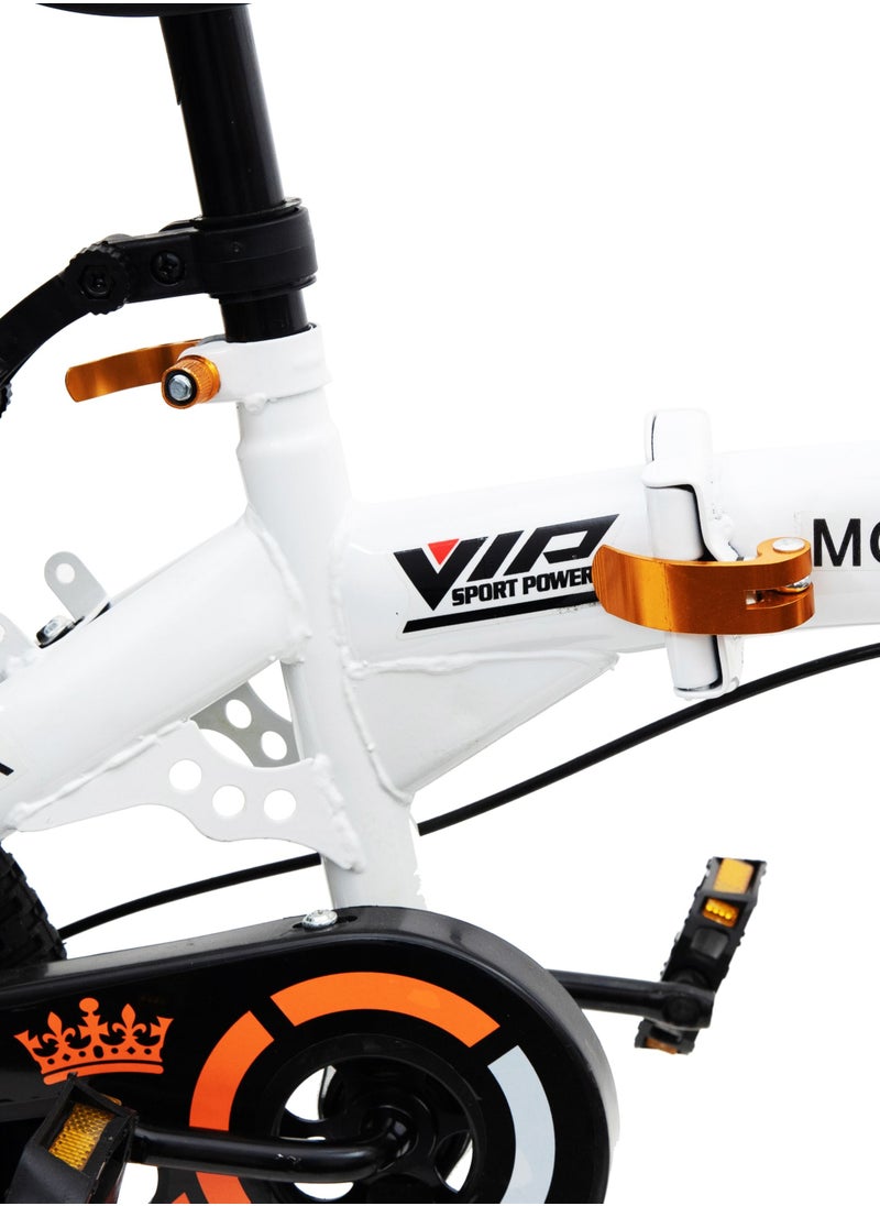 MG Children's Foldable Bike for 2-7 Years Old, 12" 14" 16" Kids Bike with Basket, Kid's Bicycle with Training wheel-White  - Image 3