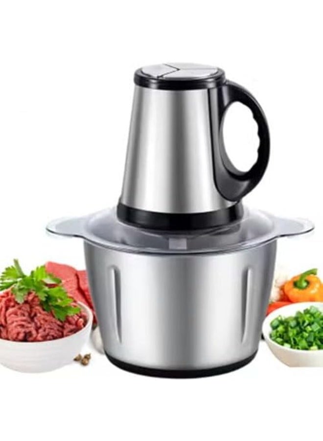 مفرمة لحمة ستانلس ستيل بسعة 2 لتر متعددة الاستخدامات كبة كهربائية لتحضير الطعام وتقطيع الخضار واللحم - Image 1