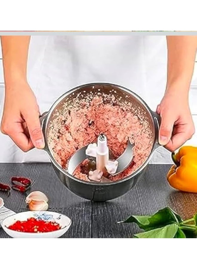 مفرمة لحمة ستانلس ستيل بسعة 2 لتر متعددة الاستخدامات كبة كهربائية لتحضير الطعام وتقطيع الخضار واللحم - Image 5