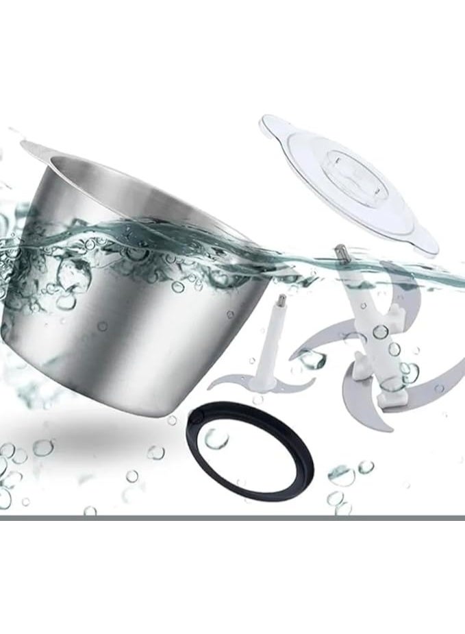 مفرمة لحمة ستانلس ستيل بسعة 2 لتر متعددة الاستخدامات كبة كهربائية لتحضير الطعام وتقطيع الخضار واللحم - Image 4