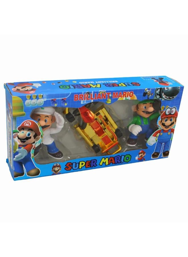 Brilliant Mario Gold Car & Super Mario Figures - Image 1