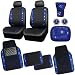 CAR PASS Bling Diamond Car Seat Covers Blue Rhinestone Black Leather Shining Car Floor Mats Carpet with AntiSlip Nibs Shining Car Accessories Sets Glitter Sparkly Crystal Universal Fit for Girl Women - Image 2