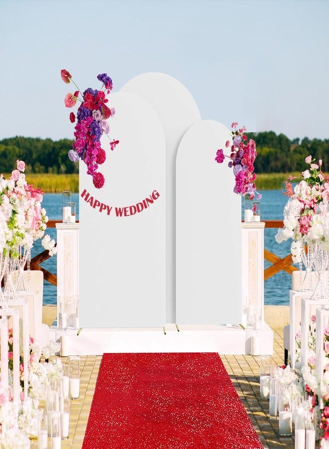 HAINARverS Set of 3 Wedding Arch Cover 6FT,6.6FT,7.2FT Spandex Fitted Stretchy Arch Stand Covers,2 Sided Round Top Chiara Backdrop Cover for Birthday Party Banquet Baby Shower Arch Decoration(White) - Image 5
