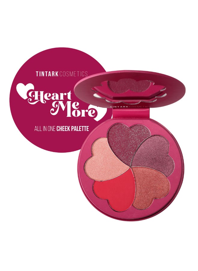TINTARK 5 Colors Matte and Highlighter Blush Palette with Builtin Mirror Travel Portable Shimmer Bronzer Powder Blush for Cheeks Rose Magenta Peach Red Purple Talc Free - Image 2