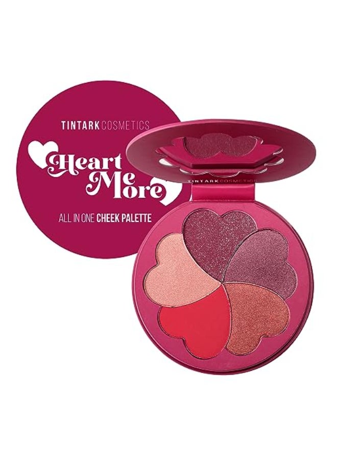 TINTARK 5 Colors Matte and Highlighter Blush Palette with Builtin Mirror Travel Portable Shimmer Bronzer Powder Blush for Cheeks Rose Magenta Peach Red Purple Talc Free - Image 1