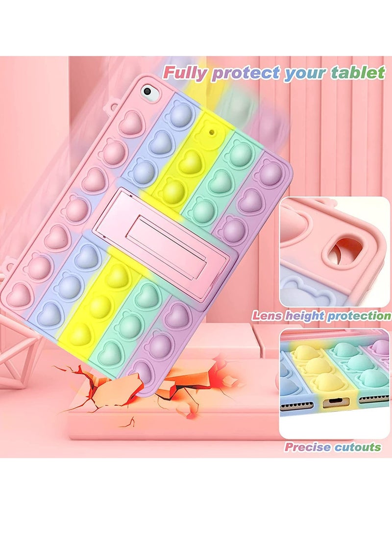 SOLARAE Case for iPad 10.2 Inch 2021 2020 2019 (9th /8th /7th Generation), Push Bubble Fidget Stress Relief and Anti-Anxiety Protection Cover with Stand + Strap, Rainbow - Image 2