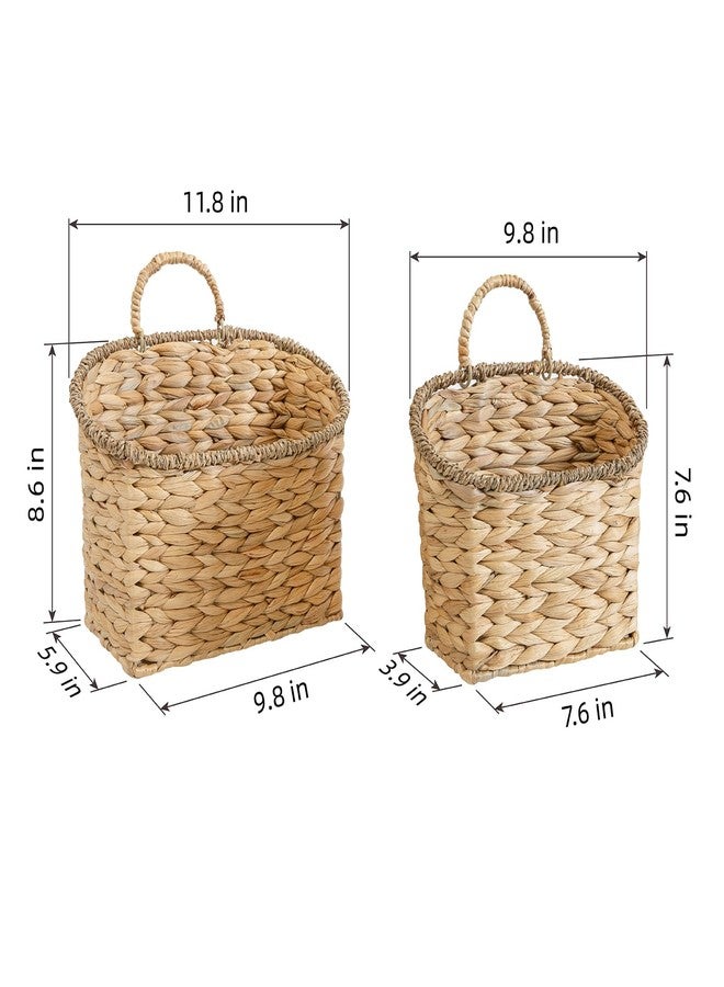 Quincry Set of 2 Woven Hanging Basket, Water Hyacinth Handmade Wicke Hanging Wall Baskets for Organizing, Front Door, Mail, Flowers-for Garden Farmhouse Home - Image 4