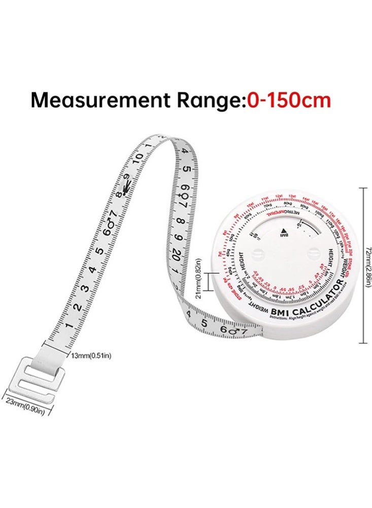 موندا شريط قياس مؤشر كتلة الجسم 150 سم، عجلة مؤشر كتلة الجسم، حاسبة مؤشر كتلة الجسم، شريط قياس الجسم لوزن الخصر والصحة، قياس دقيق - Image 2