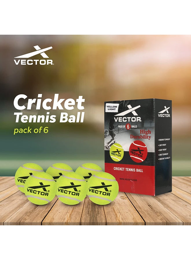 Vector X كرة تنس الكريكيت (أصفر) |خفيفة |عبوة من 6 قطع |المادة الخارجية: مطاط |قياسي - Image 5