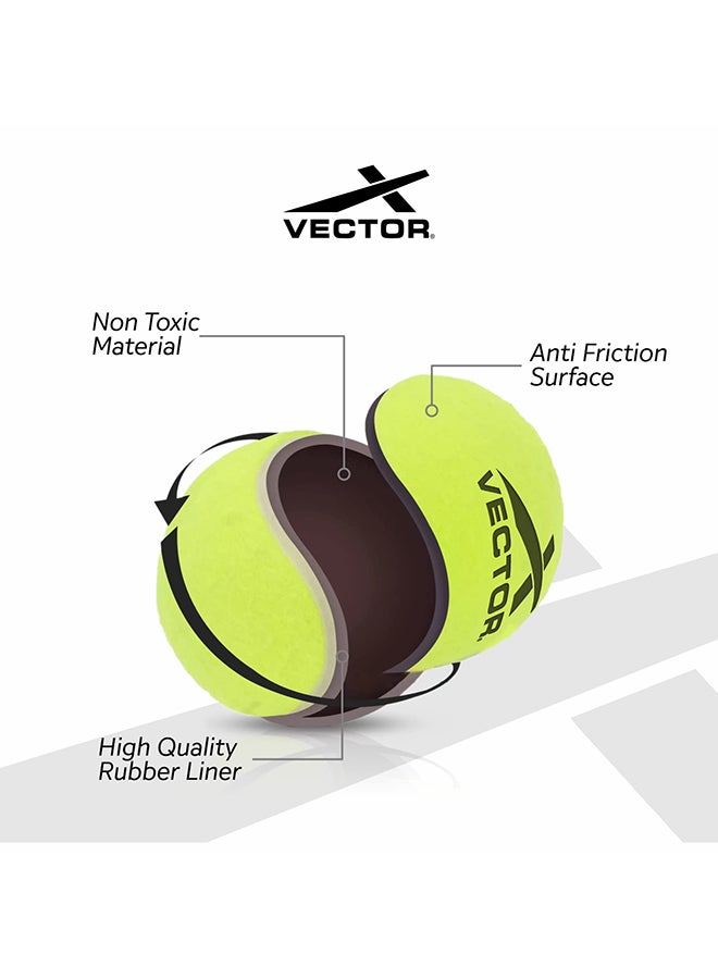 Vector X كرة تنس الكريكيت (أصفر) |خفيفة |عبوة من 6 قطع |المادة الخارجية: مطاط |قياسي - Image 4