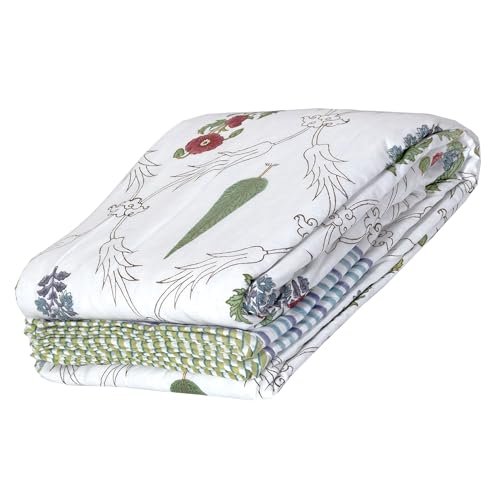 TOAIArt Premium Jaipuri Dohar | AC Blanket Summer Quilt | Hand Block Printed | 3 Layers | Reversible | 150GSM 100% Mulmul Cotton | 100% Cotton Flannel Filling | Single 60" X 90" |Adil Jaal - Image 1