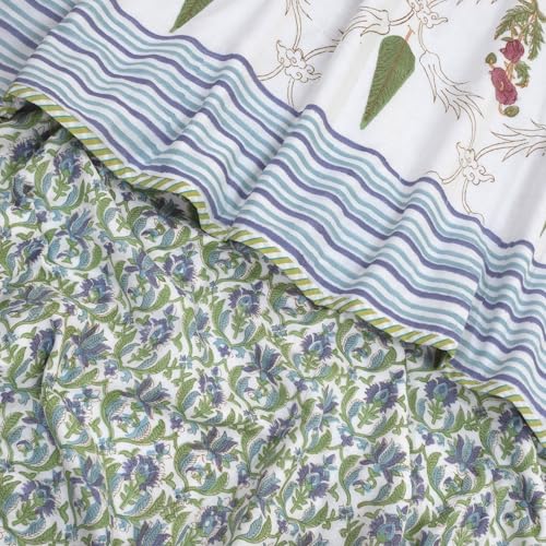 TOAIArt Premium Jaipuri Dohar | AC Blanket Summer Quilt | Hand Block Printed | 3 Layers | Reversible | 150GSM 100% Mulmul Cotton | 100% Cotton Flannel Filling | Single 60" X 90" |Adil Jaal - Image 5