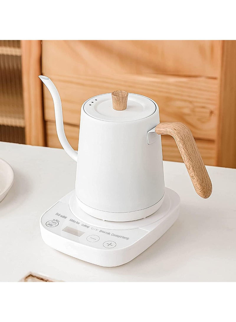 800ml Temperature Control Coffee Pot Household Stainless Steel Small Diameter Electric Kettle,1000W Rapid Heating (White) - Image 5