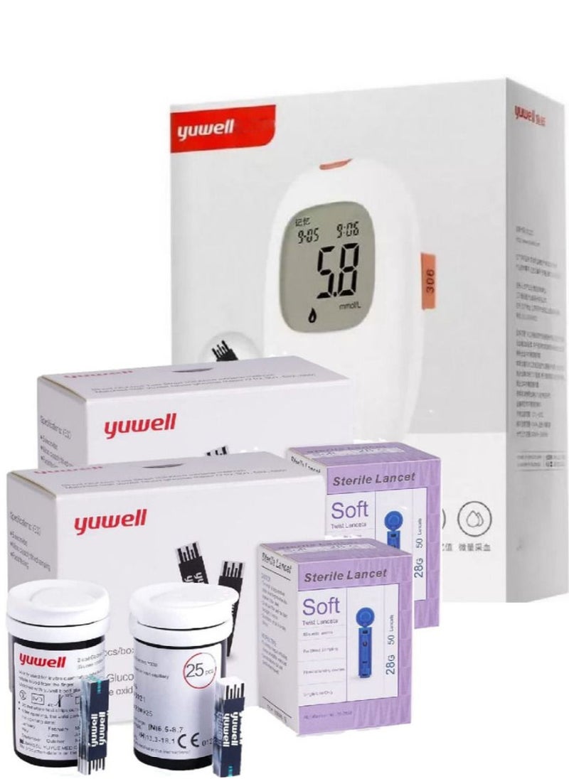 Yuwell - A Set Consisting Of A Blood Glucose Meter With Two Packs Of Glucose Test Strips And Two Packs Of Lancets - Image 1