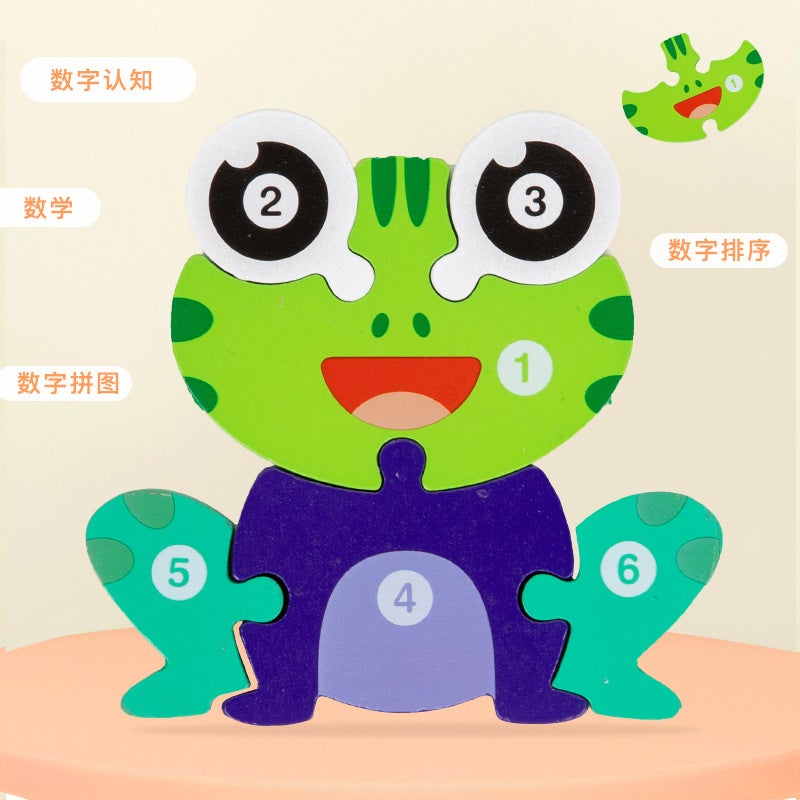 English Wooden Short Vowel Letter Spelling Words Cartoon Animal Three-Dimensional Puzzle Wooden Building Blocks Assembled Toys - Image 5