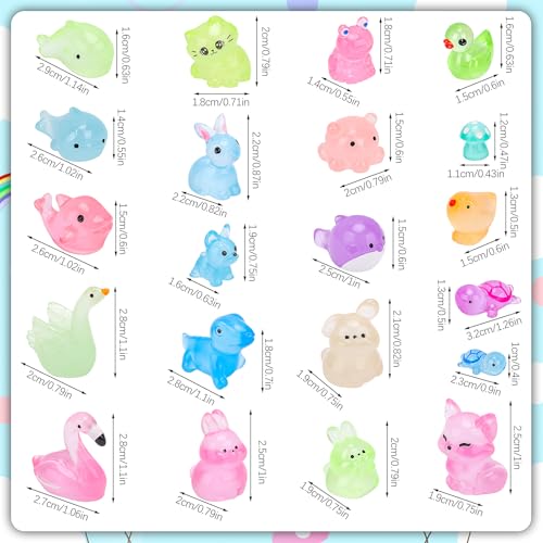 Hysagtek 150Pcs Luminous Mini Resin Animals - Tiny Animals Glow in The Dark Mini Ducks Micro Landscape Aquarium Potted Dollhouse Decor Miniatures Farm Figures Fairy Garden Accessories - Image 2