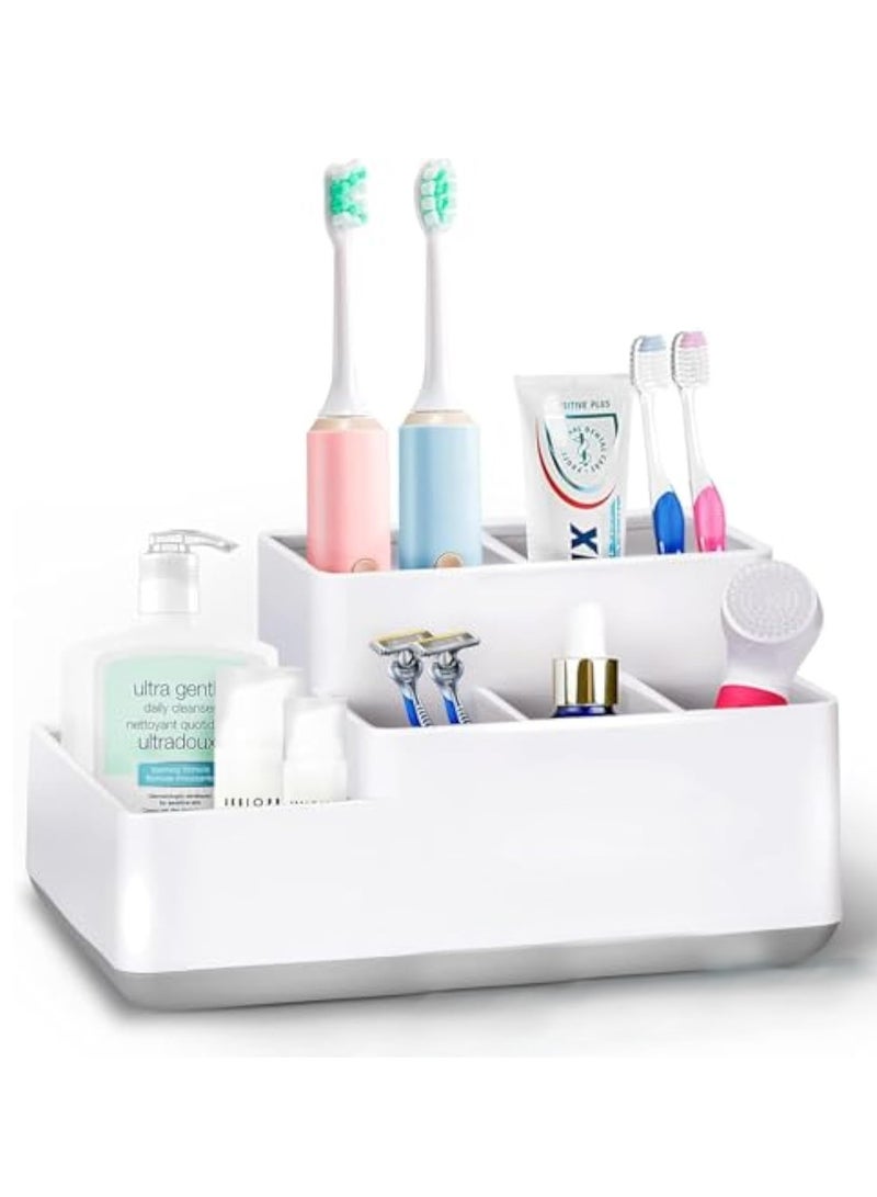Arabest Toothbrush Holder,Bathroom Organizer Countertop Detachable for Easy Cleaning, Multifunctional Storage,Bathroom Caddy for Toothpaste,Shaver,Great for Home, Vanity Organizer - Image 1
