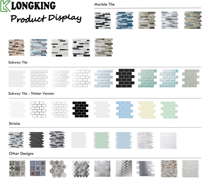 LONGKING 10 ورقة بلاط لاصق وقابل للتقشير، ملصقات بلاط لاصقة ذاتيًا للمطبخ، الحمام، رخام رمادي - Image 4