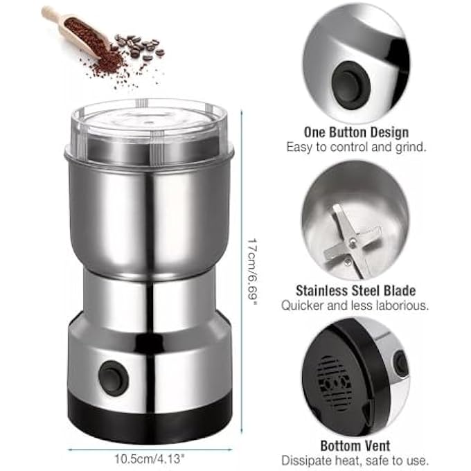 showkah G8300 Electric Spice Grinder  300W HighSpeed Stainless Steel Grinder For Spices Herbs Coffee Beans  Dry Fruits  4Blade Compact Kitchen Mill G8200 - Image 5