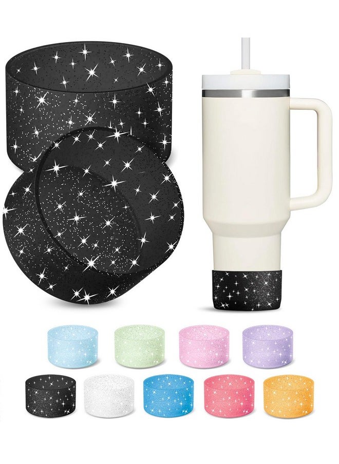 KTKUDY - 2 Pcs Glitter Silicone Boot Compatible With Stanley Tumbler 20 30 40 Oz & Fits Hydro Flask Water Bottle 12-24Oz & Fits Yeti, Simple Modern, Owala Cup - Bling Cup Bottom Protector Accessories - Image 1