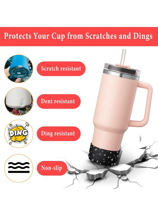 KTKUDY - 2 Pcs Glitter Silicone Boot Compatible With Stanley Tumbler 20 30 40 Oz & Fits Hydro Flask Water Bottle 12-24Oz & Fits Yeti, Simple Modern, Owala Cup - Bling Cup Bottom Protector Accessories - Image 1