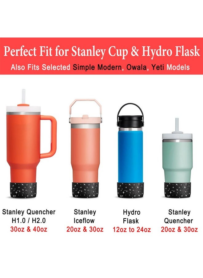 KTKUDY - 2 Pcs Glitter Silicone Boot Compatible With Stanley Tumbler 20 30 40 Oz & Fits Hydro Flask Water Bottle 12-24Oz & Fits Yeti, Simple Modern, Owala Cup - Bling Cup Bottom Protector Accessories - Image 1