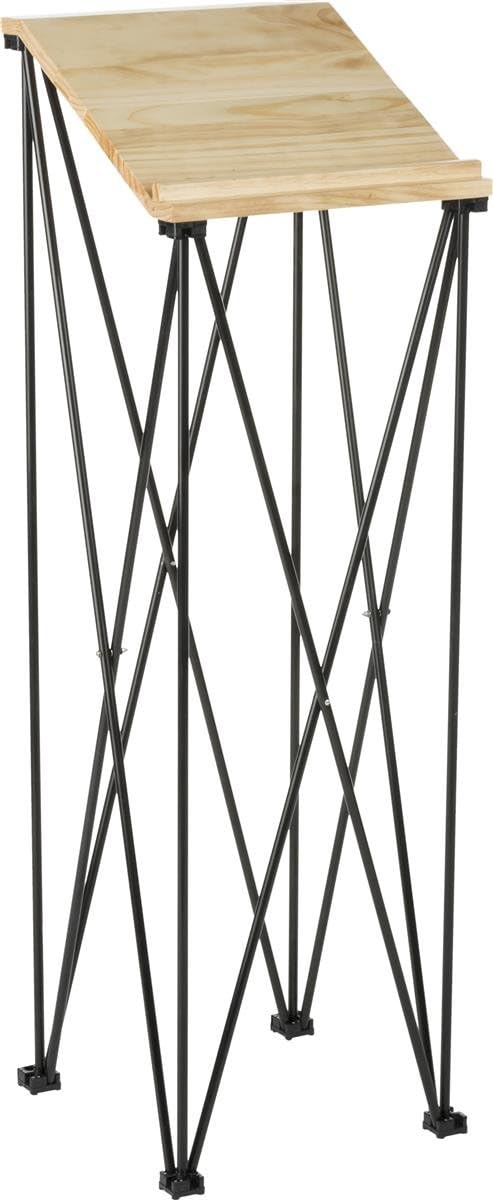 Displays2go Portable Folding Lectern Angled Top Carrying Bag Birch Wood and Metal - Image 1