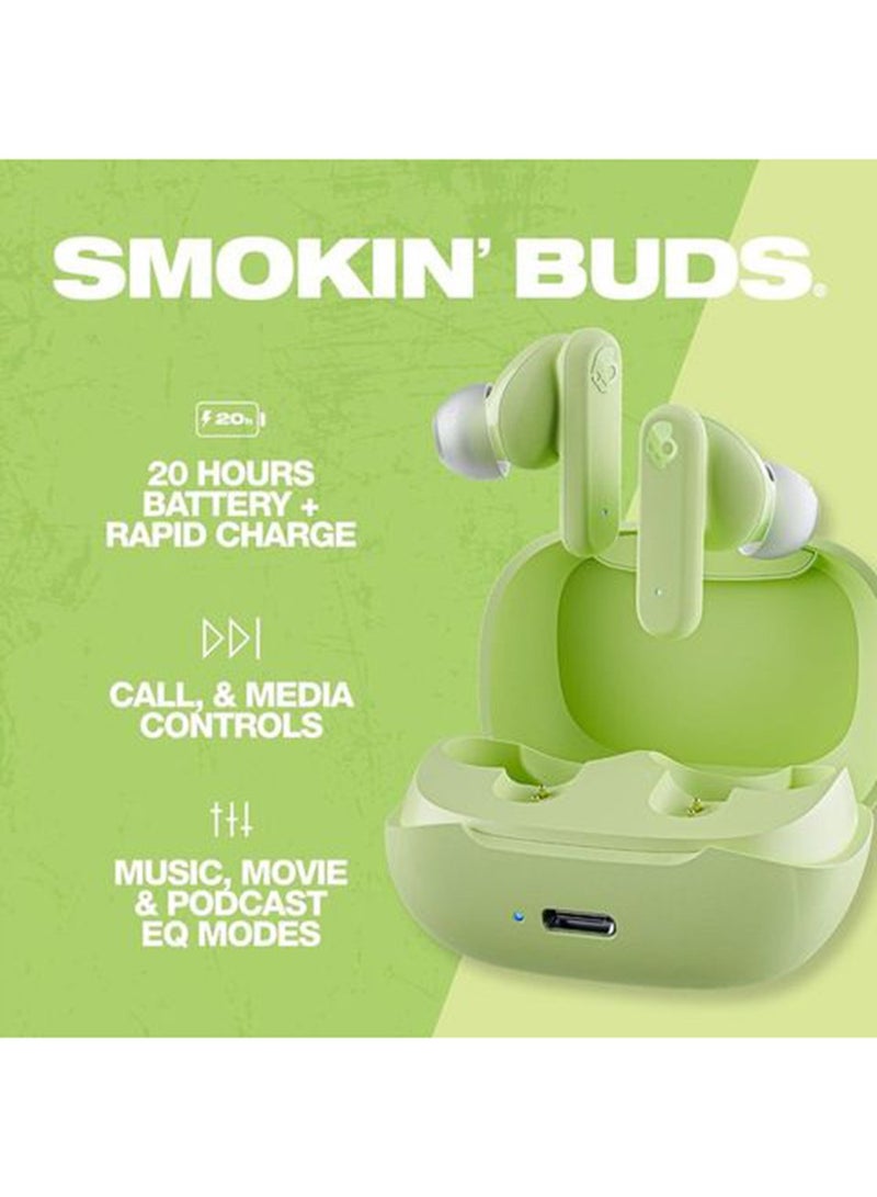 Skullcandy Smokin' Buds Wireless Earbuds With Supreme Sound, 50% Renewable Plastics And Microphone, 20 Hours Battery, Bluetooth Earbuds For iPhone, Android, And More Matcha - Image 2