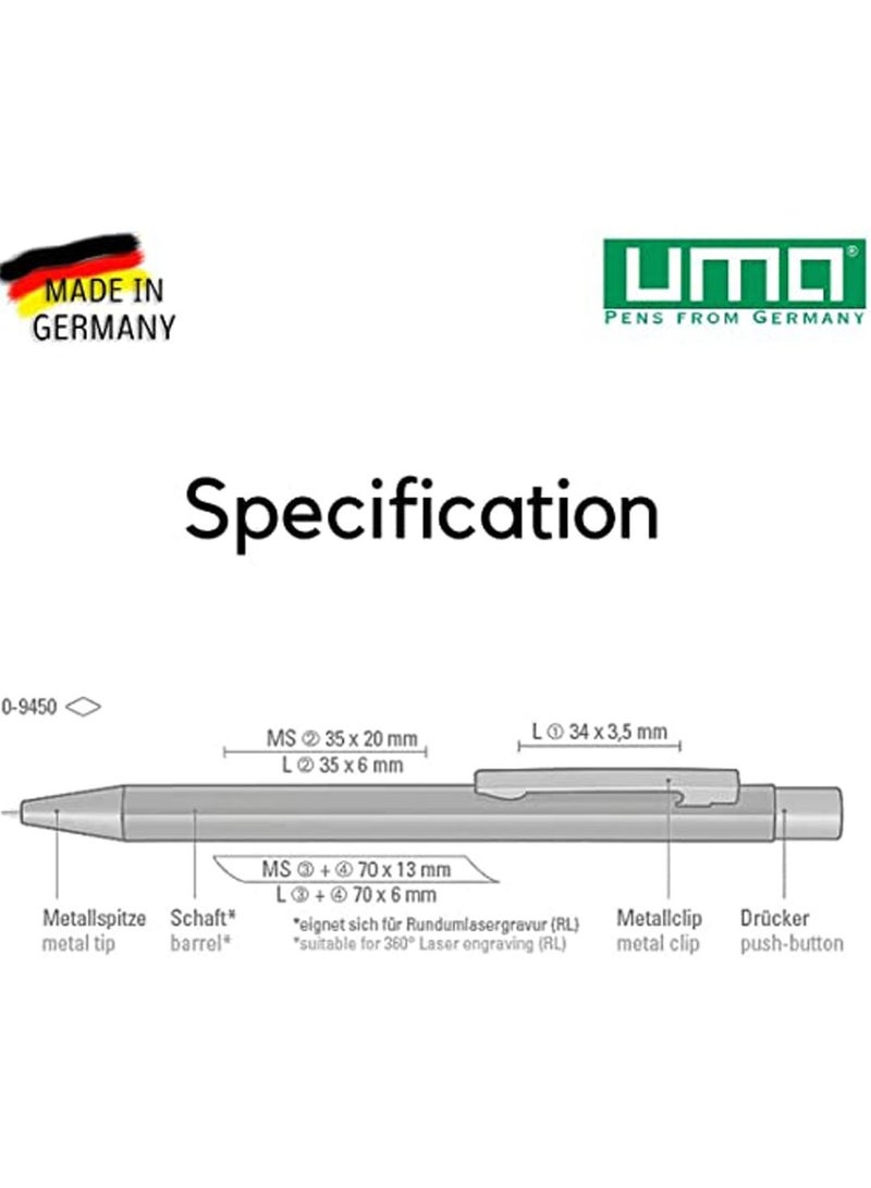 أوما عبوة من 10 أقلام حبر جاف UMA قابل للسحب مصنوع في ألمانيا - رمادي - Image 3