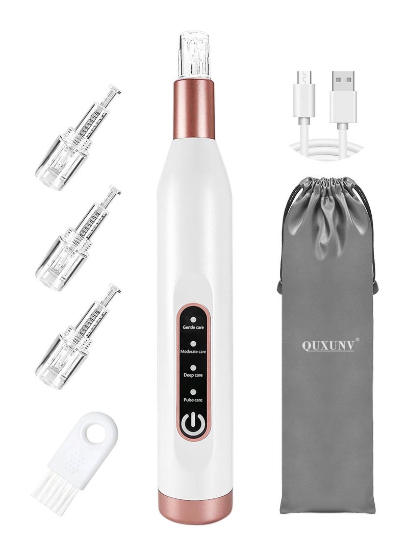 QUXUNV - Microneedling Pen, Nano Silicon Microcrystalline Head High-Frequency Vibration Painless and Non-Invasive Electric Plasma Pen, 4 Modes and 3 Microneedles, for Face and Body - Image 1