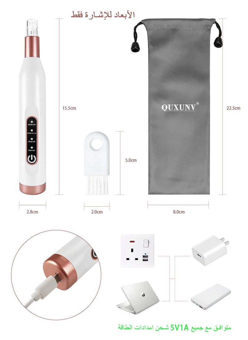 QUXUNV - Microneedling Pen, Nano Silicon Microcrystalline Head High-Frequency Vibration Painless and Non-Invasive Electric Plasma Pen, 4 Modes and 3 Microneedles, for Face and Body - Image 1