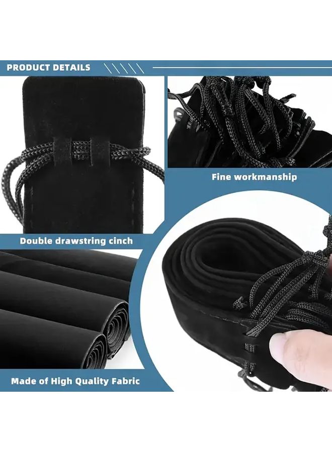 10 Pcs Black Velvet Drawstring Pencil Cases Lightweight Portable Storage Bags For Pens Pencils And Crystal Pens Desk Organizer Minimalist Design Compact Pencil Holder For Office Gift - Image 4