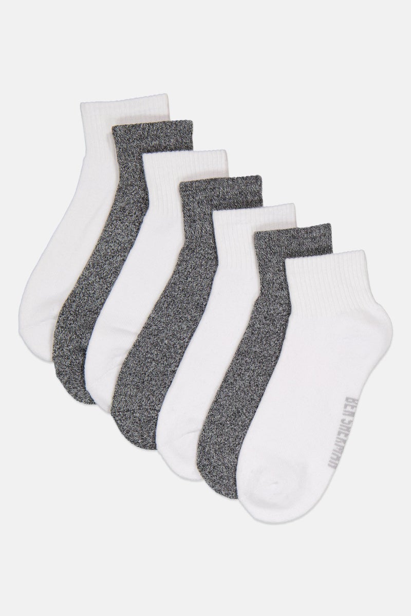 Ben Sherman Men 7 Pairs Brand Logo Quarter Cut Socks, Multicolor  - Image 1