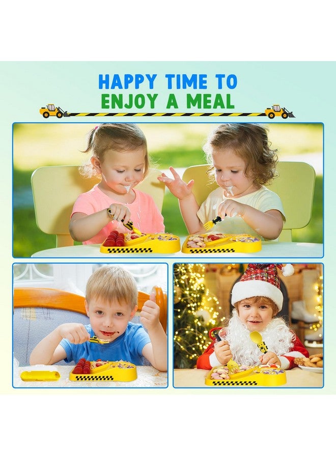 Deinyi Construction Toddler Utensils - Reusable Plastic Toddler Fork and Spoon & Storage Case - Suitable for Kids Utensils Toys - Used for Easter Gifts - Birthday Gifts for 1 2 3 4 5 6 7 year old - Image 4