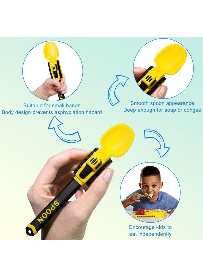 Deinyi Construction Toddler Utensils - Reusable Plastic Toddler Fork and Spoon & Storage Case - Suitable for Kids Utensils Toys - Used for Easter Gifts - Birthday Gifts for 1 2 3 4 5 6 7 year old - Image 3