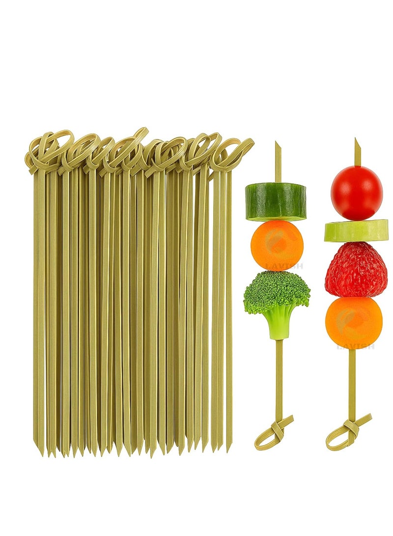 Lavish 100-Pack | 15CM Bamboo Cocktail Picks – Biodegradable Looped Knot Skewers for Appetizers, BBQ, Sandwiches & Drinks | Eco-Friendly Disposable Party Sticks for Events & Catering - Image 1