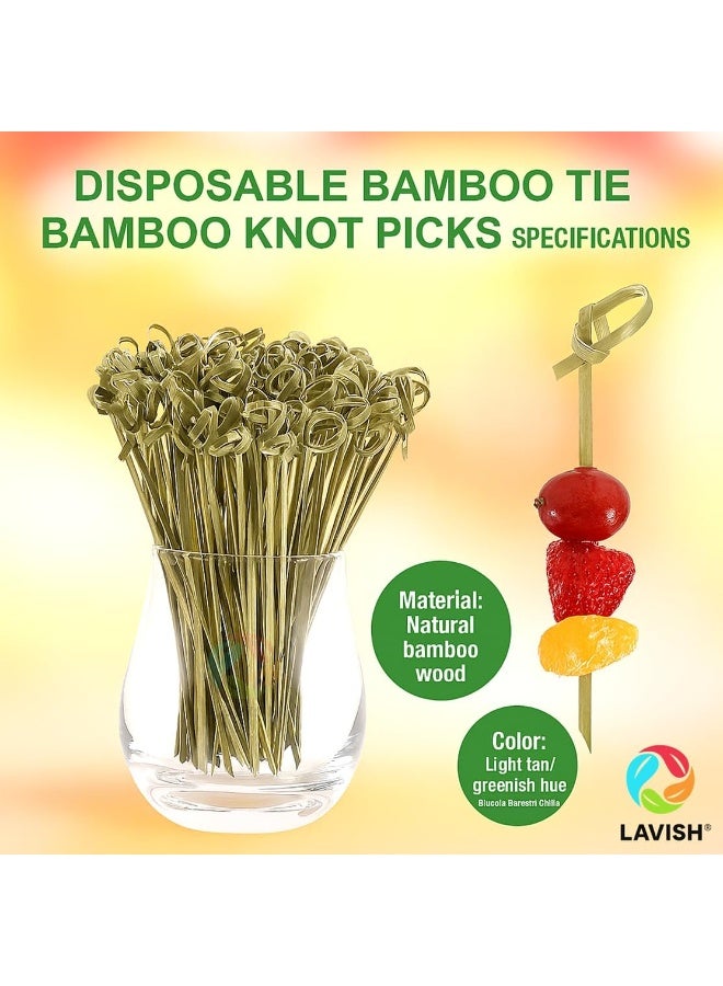 Lavish 100-Pack | 15CM Bamboo Cocktail Picks – Biodegradable Looped Knot Skewers for Appetizers, BBQ, Sandwiches & Drinks | Eco-Friendly Disposable Party Sticks for Events & Catering - Image 3