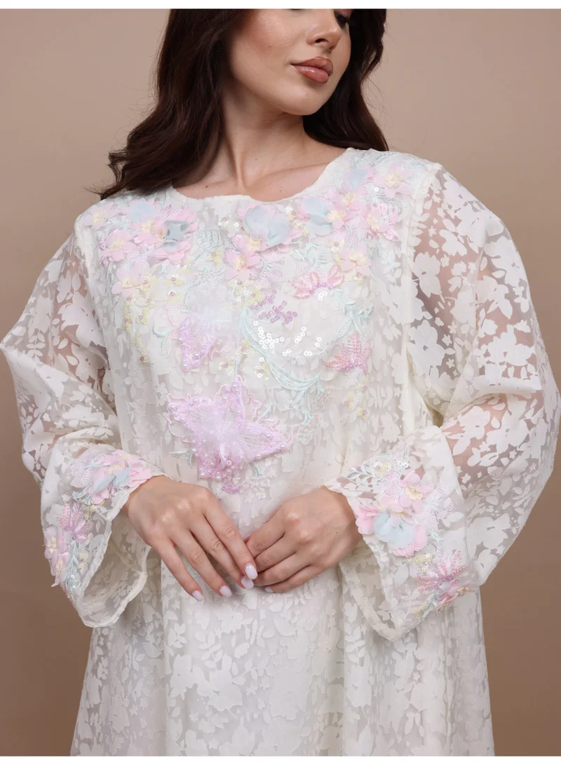 اكسا جلابية حديقة ازهار  IK1115 ابيض