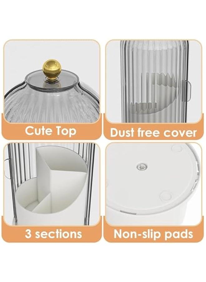 HOOKOR Makeup Brush Holder Organizer with Lid,360 Rotating Clear Dustproof Makeup Brushes Organizer for Vanity Desktop Bathroom Countertop (Gray)  - Image 5