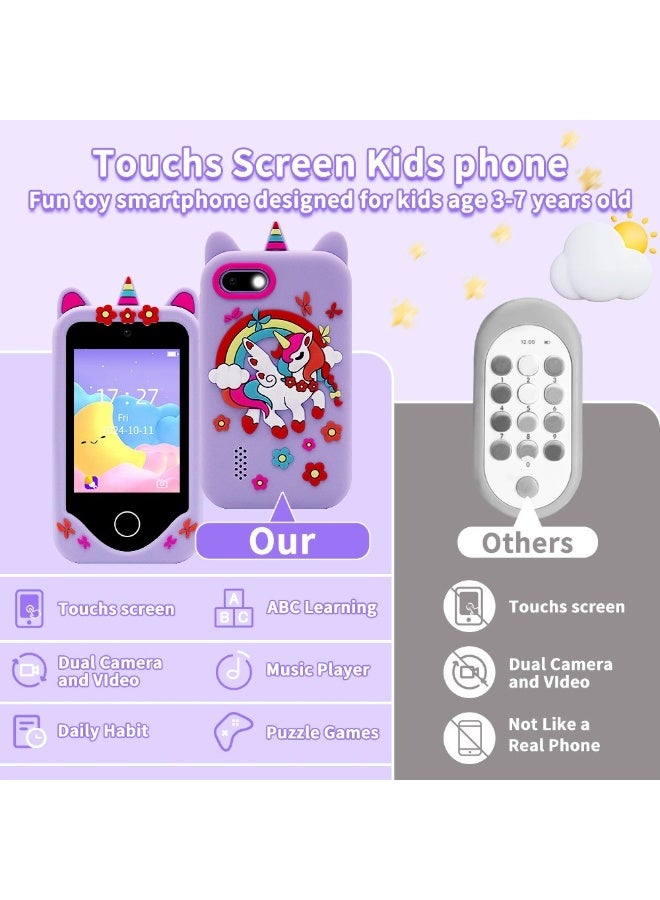 KORAX Kids Smart Phone Toys for Girls Ages 3-7 with Dual Camera - Toddler Phone Toys with Learning Games, Travel Toys with MP3 Music Player for Birthday Gifts for 3 4 5 6 7 Year Old Kids With 8G Card - Image 4