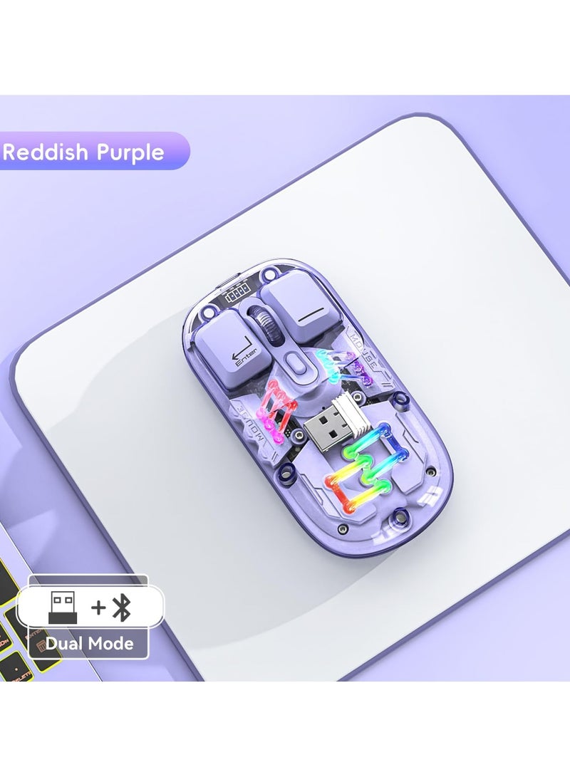 Nexahive Fassion Wireless Mouse, 3 DPI Levels, 2.4G & Bluetooth, Type-C, Rechargeable, RGB Water-Cooled Lights, 5 Colours 5D Clear Transparent Cover - Image 5