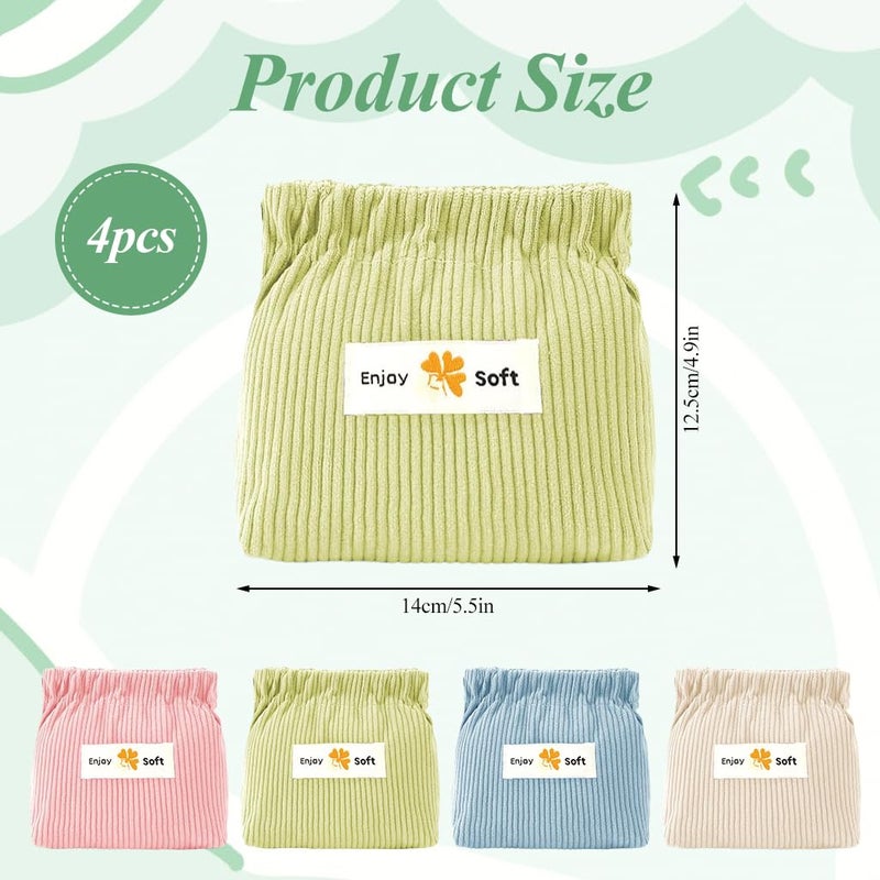 May Create Small Makeup Pouch Bag Coin Purse, 4pcs Soft Corduroy Make Up Pouch for Woman, Storage Small Pouches Travel Lipstick Pouches for Women Girls, Jewelry Organizer Bag, Easy Squeeze Open - Image 3